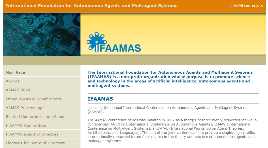 그림 3. IFAAMAS 홈페이지