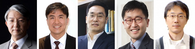 Distinguished Professor Sang Yup Lee, Professor Kwang-Hyun Cho, Professor Byungha Shin, Professor Jiyoung Eom and Professor Myungchul Kim (from left)