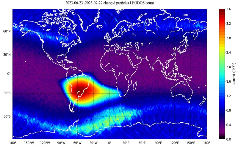 우주방사선 관측기 레오도스가 초기 운영기간 관측한 전지구 우주방사선 지도