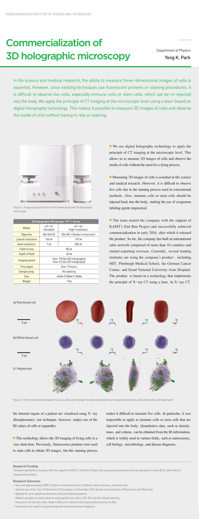 Commercialization of 3D holographic microscopy 이미지1