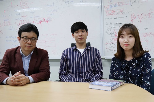 from left: Professor Jong Chul Ye, PhD candidates Yoseob Han and Eunju Cha