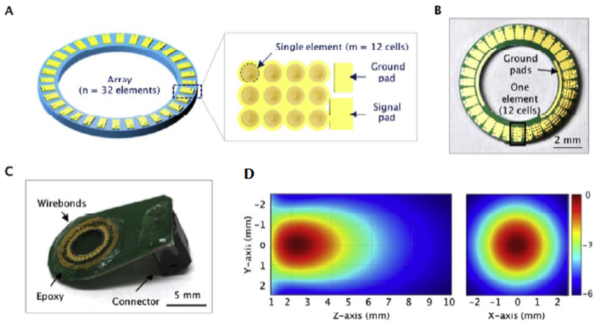 Figure 2. Its structure and simulated 2D beam profile in the axial ad radial directions