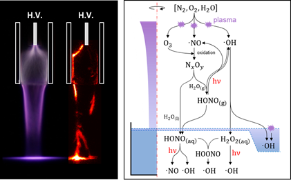 대기압 플라즈마 사진 및 수산기 생성경로