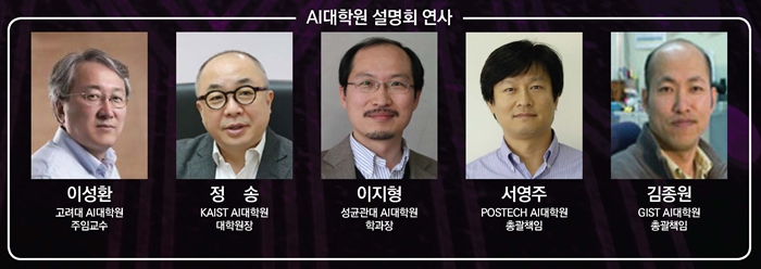 이성환 고려대학교 AI 주임교수, 정송 KAIST AI 대학원장, 이지형 성균관대 AI 대학원 총괄책임, 김종원 GIST AI 대학원 총괄책임 사진 .jpg