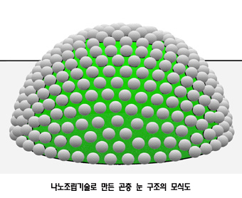 양승만 교수, 액체 방울을 이용한 초소형 인조곤충눈 구조 제조 이미지