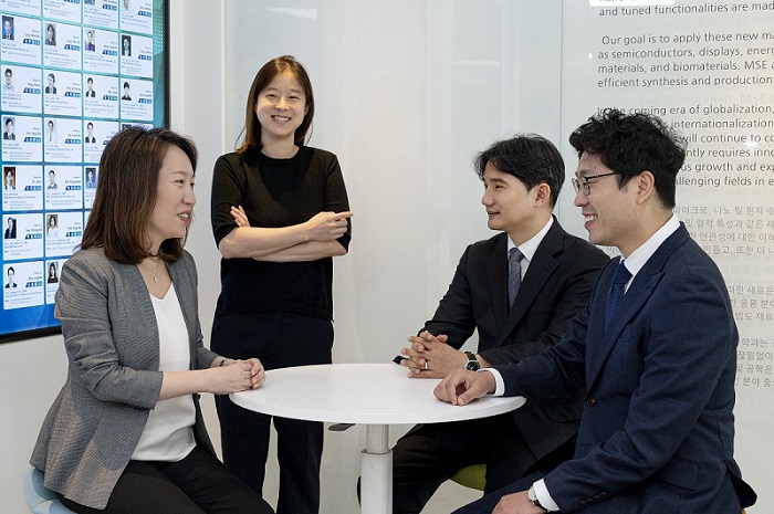 Researchers of M3I3 Initiative at the Department of Materials Science and Enginering: Professor EunAe Cho, Professor Hye Ryung Byon, Professor Seungbum Hong, and Professor Jong Min Yuk.