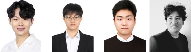 왼쪽부터 전기및전자공학부 박시온 석박사통합과정, 정학천 석박사통합과정, 박종용 석사과정, 최신현 교수