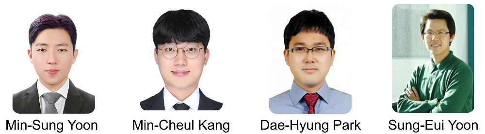 (왼쪽부터) 전산학부 윤민성 박사과정, 강민철 박사, 박대형 교수, 윤성의 교수